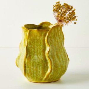 New in Box Anthropologie Eden Vase in Citron